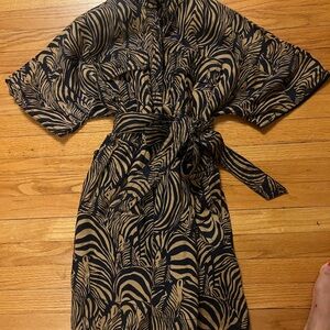 Banana Republic Zebra Print Dress in Navy and Tan